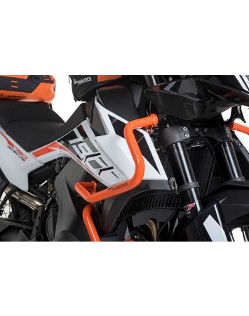 01-372-5162-0 Stainless steel fairing crash bar, orange for KTM 890 Adventure (-2022)/ 890 Adventure R (-2022)/ 790 Adventure/790 Adventure R (-2022)