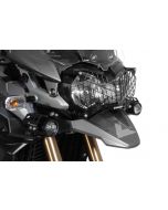 01-420-5095-0 Stainless steel headlight protector, black, with quick release fastener for Triumph Tiger 800/ 800XC/ 800XCx and Tiger Explorer *OFFROAD USE ONLY*