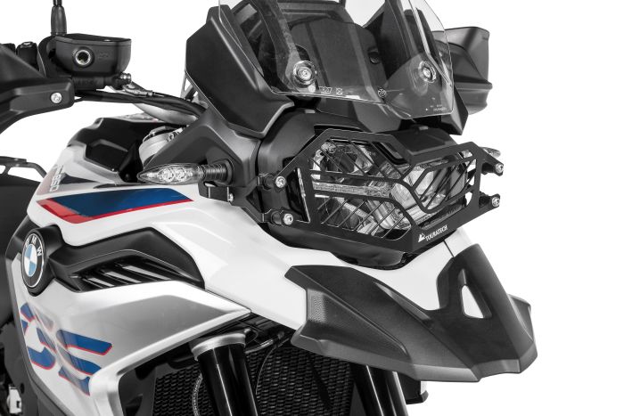 01-082-5095-0 Stainless steel black headlight protector with quick release fastener for BMW F850GS/ F800GS (2024-)/ F750GS *OFFROAD USE ONLY*