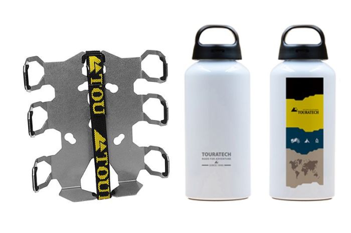 01-050-3219-0 ZEGA Pro/ZEGA Mundo adaptateur support de bouteille-double avec 2x Touratech bouteille en aluminium de 0,6 litres