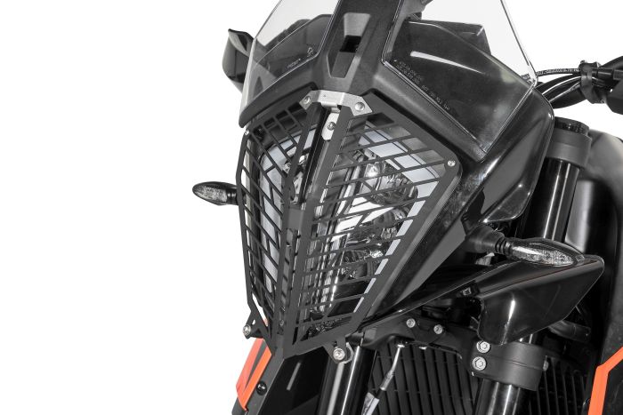 01-372-5095-0 Headlamp guard, with quick release fastener for KTM 890 Adventure (-2022)/ 890 Adventure R (-2022)/ 790 Adventure / 790 Adventure R/ 390 Adventure *OFFROAD USE ONLY*