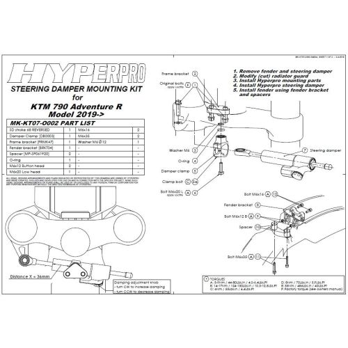 01-372-5889-0 Amortisseur de direction Touratech Suspension *CSC* pour KTM 790 Adventure R / KTM 890 Adventure R +kit de montage inclus+