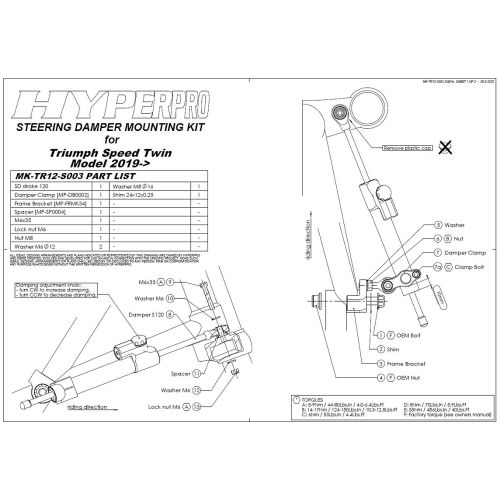01-423-5869-0 Black-T Steering Damper CSC for Triumph Speed Twin from 2016 incl. installation kit