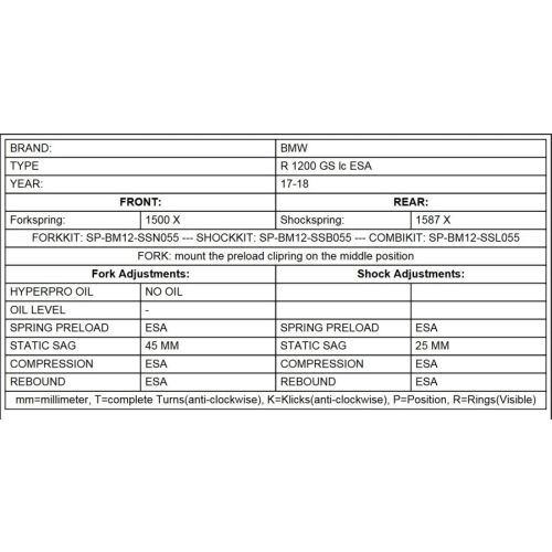 01-045-7441-0 Progressive replacement springs for front and rear shock absorber BMW R1200GS(LC) (2017-2018)