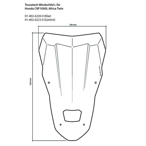 01-402-6220-0 Bulle, L, transparent, pour Honda CRF1000L Africa Twin/ CRF1000L Adventure Sports
