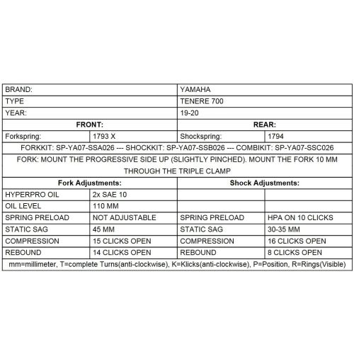 01-632-5880-0 Progressive fork springs for Yamaha 700 Tenere ab 2019