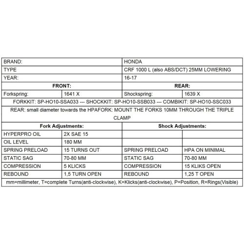 01-402-5837-0 Progressive fork springs for Honda CRF1000L Africa Twin (2015-2017) -25mm lowering
