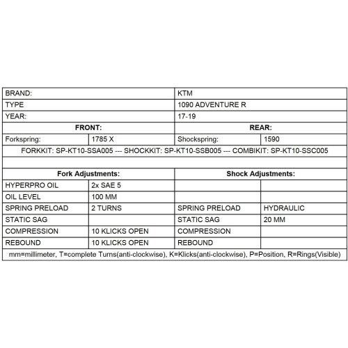 01-371-5845-0 Progressive fork springs for KTM 1090 Adventure R (2017-2019)