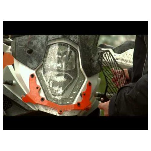 01-371-5095-0 Protection de phare acier inoxydable noir a attache rapide, support noir, pour KTM 1050 Adventure/ 1090 Adventure/ 1190 Adventure/ 1190 Adventure R/ 1290 Super Adventure *OFFROAD USE ONLY*