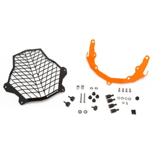 01-371-5096-0 Proteccion de faro de acero inoxidable negro/ naranja para KTM 1050/ 1090/ 1190 Adventure R/ 1290 S Adv *OFFROAD USE ONLY*
