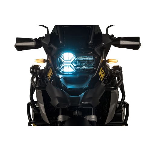 01-037-5095-0 Protection de phare inox noire a attache rapide pour phare directionnel LED pour BMW R1250GS/ R1250GS Adventure  *OFFROAD USE ONLY*