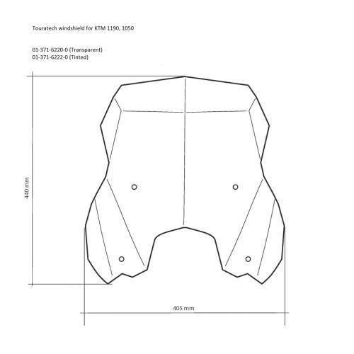 01-371-6220-0 Windscreen, L, transparent, for KTM 1050 Adventure/ 1090 Adventure/ 1190 Adventure