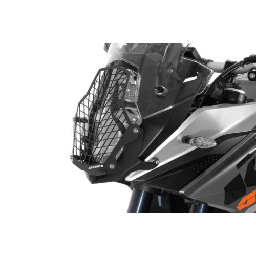 01-371-5095-0 Stainless steel black headlight protector with quick release fasteners, black bracket, for KTM 1050 Adventure/ 1090 Adventure/ 1190 Adventure/ 1190 Adventure R/ 1290 Super Adventure *OFFROAD USE ONLY*