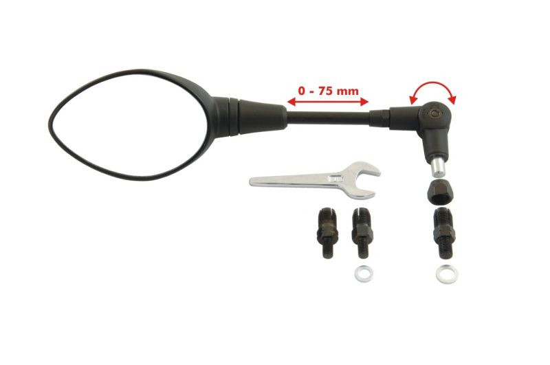 Folding mirror length adjustable for left or right M8 M10 x 1 25
