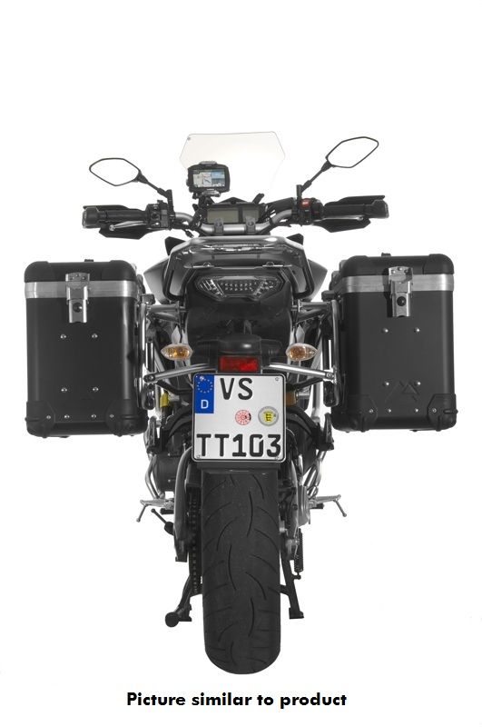 ZEGA Pro aluminium pannier system And Black 38 38 litres with stainless steel rack black for Yamaha MT 09 Tracer 2015 2017 Touratech Online shop for motorbike accessories