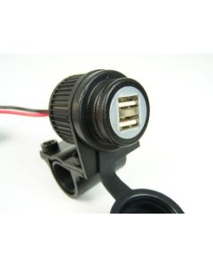 Dual USB socket for motorbikes 12-24V, for 22 mm / 25 mm handlebar