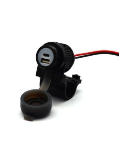 01-030-0101-0 Duo USB A + C socket motorcycle 12-24 V with Quick Charge for 21-25 mm handlebars