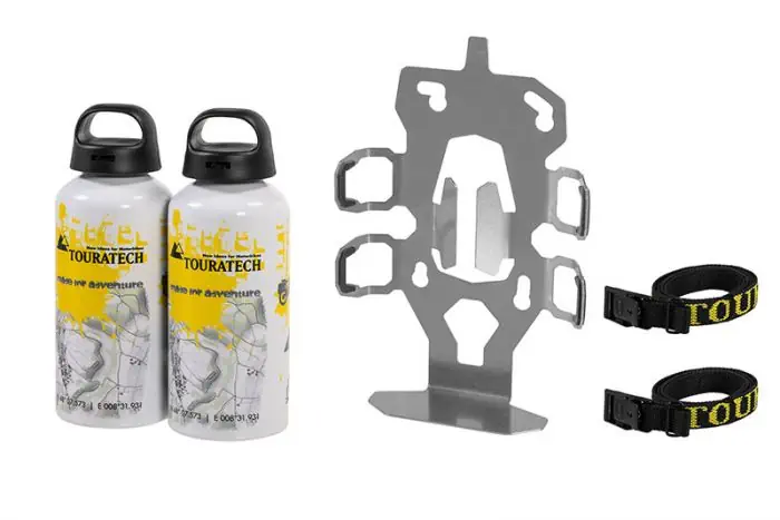 ZEGA Evo accessory holder bottle holder double with 2x Touratech aluminum bottle 0.6 litres